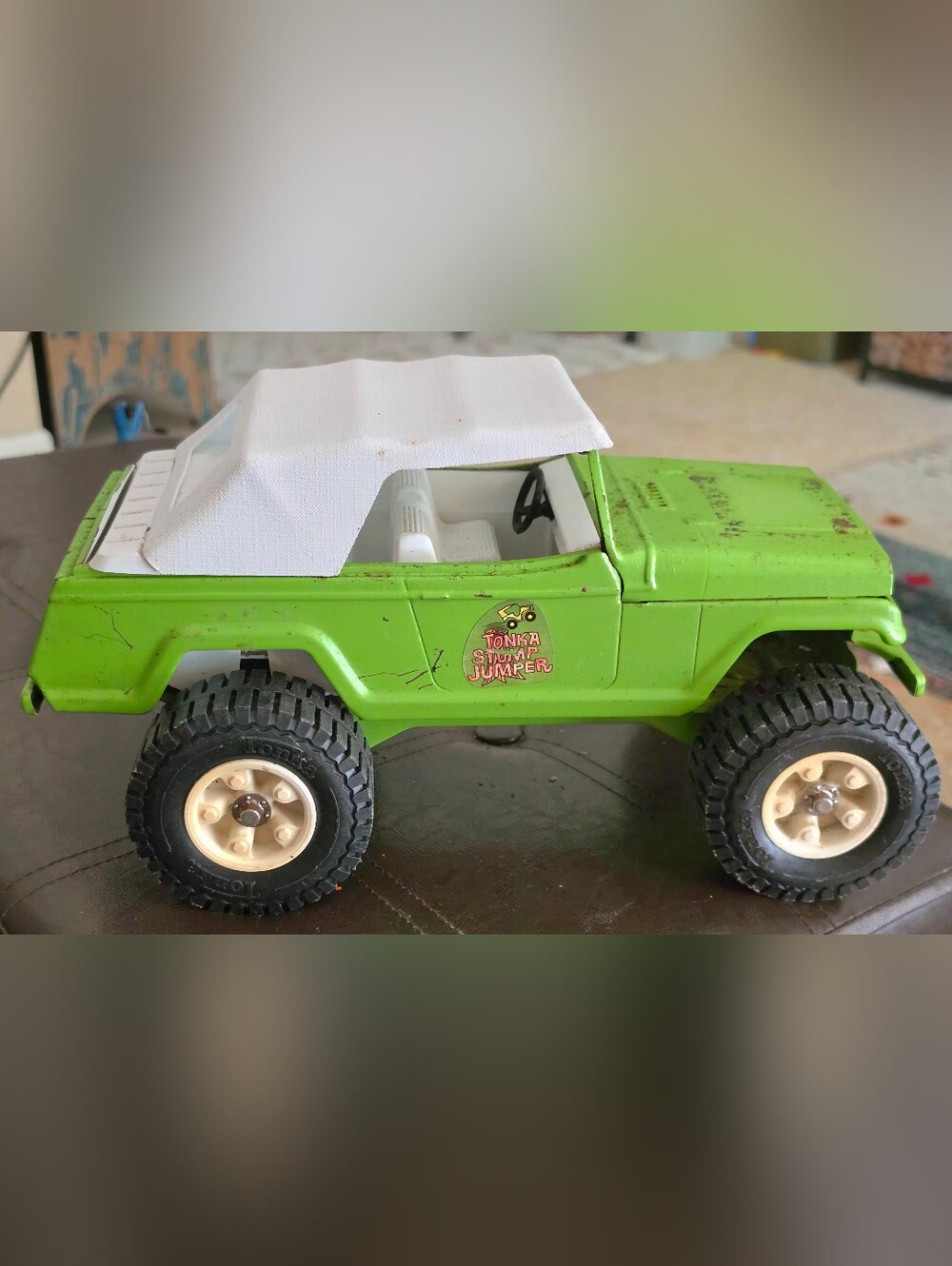 Tonka Vintage Stump Jumper Jeep 4x4 Pressed Steel WITH ORIGINAL CANOPY TOP